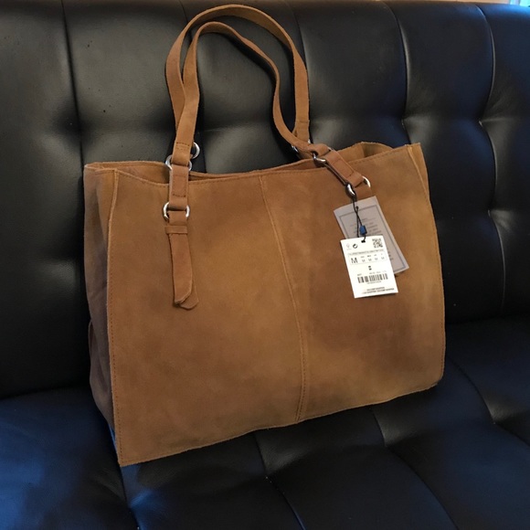 Zara Handbags - Zara Suede Tote Bag NWT